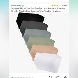 6 Pieces Strapless Bandeau Bra, Seamless Bralettes Stretchy Non Pad Tube Top Bra